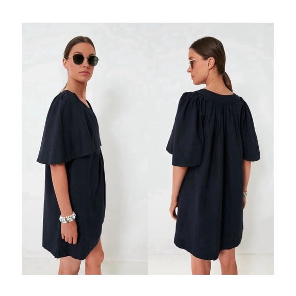 Tuckernuck POMANDER PLACE Deep Navy Finley Flutter Sleeve Mini Dress size S - Picture 2 of 10